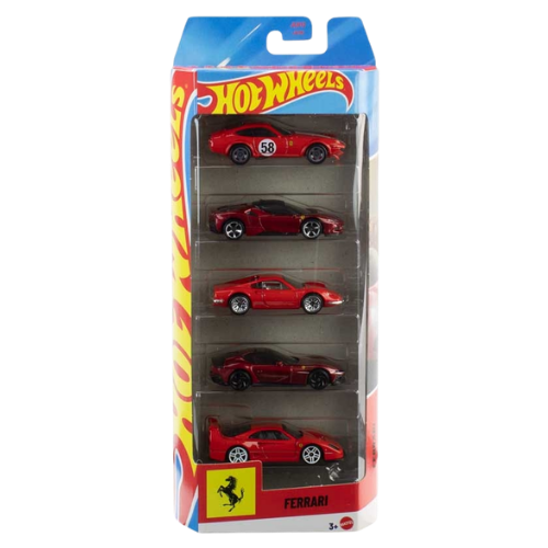 Hot Wheels Rosse Ferrari Set Di Macchinine - 5 Pz